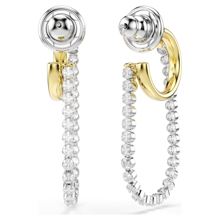 Hyperbola earrings, Round cut, White, Mixed metal finish